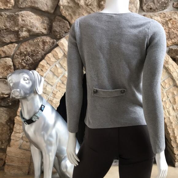 Ann Taylor Factory Petites Gray Double Buttoned Cotton Sweater Cardigan Size SP - Picture 4 of 7